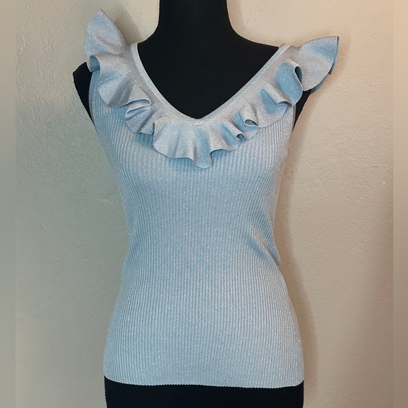 ZIMMERMANN SIZE 1 Waverly Frill V-Neck Top - Picture 2 of 7